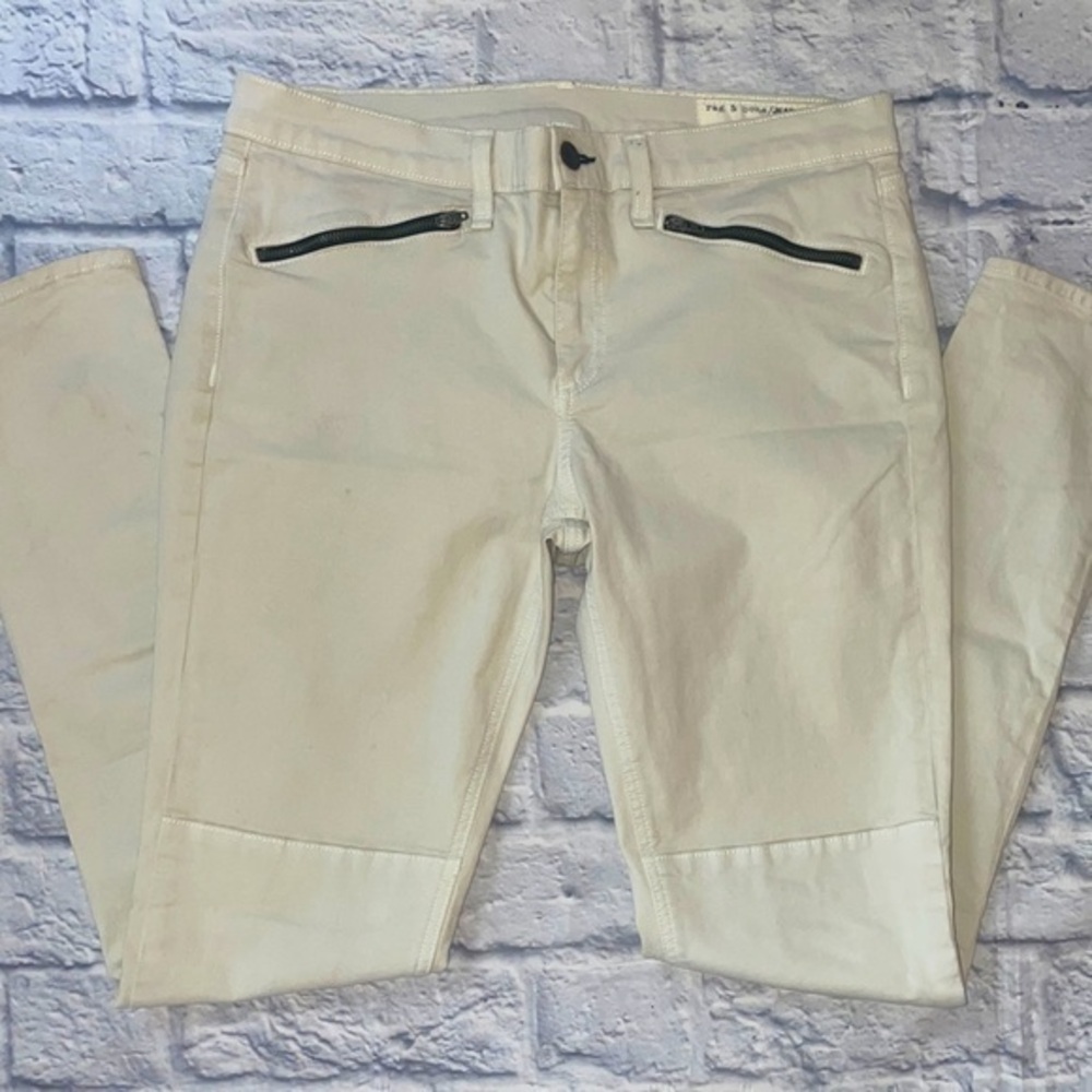 Rag & Bone Zipper Detail High Rise Patch Cargo Skinny Jeans Stretch Denim Pants